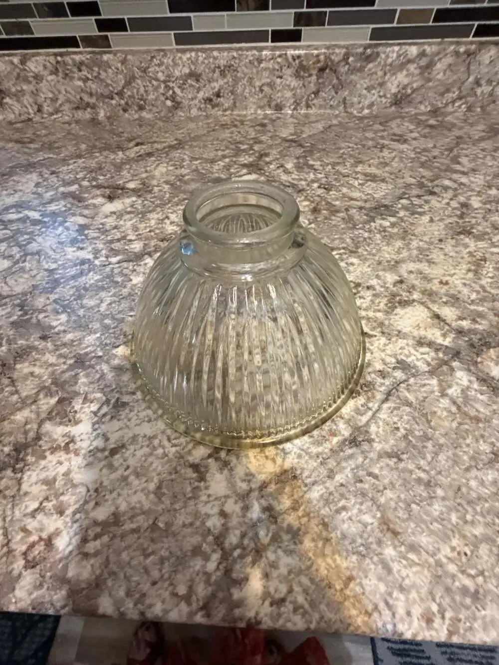 Vintage Ribbed Clear Glass Schoolhouse Light Shade